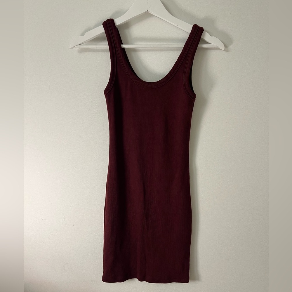Burgundy ribbed cotton dress